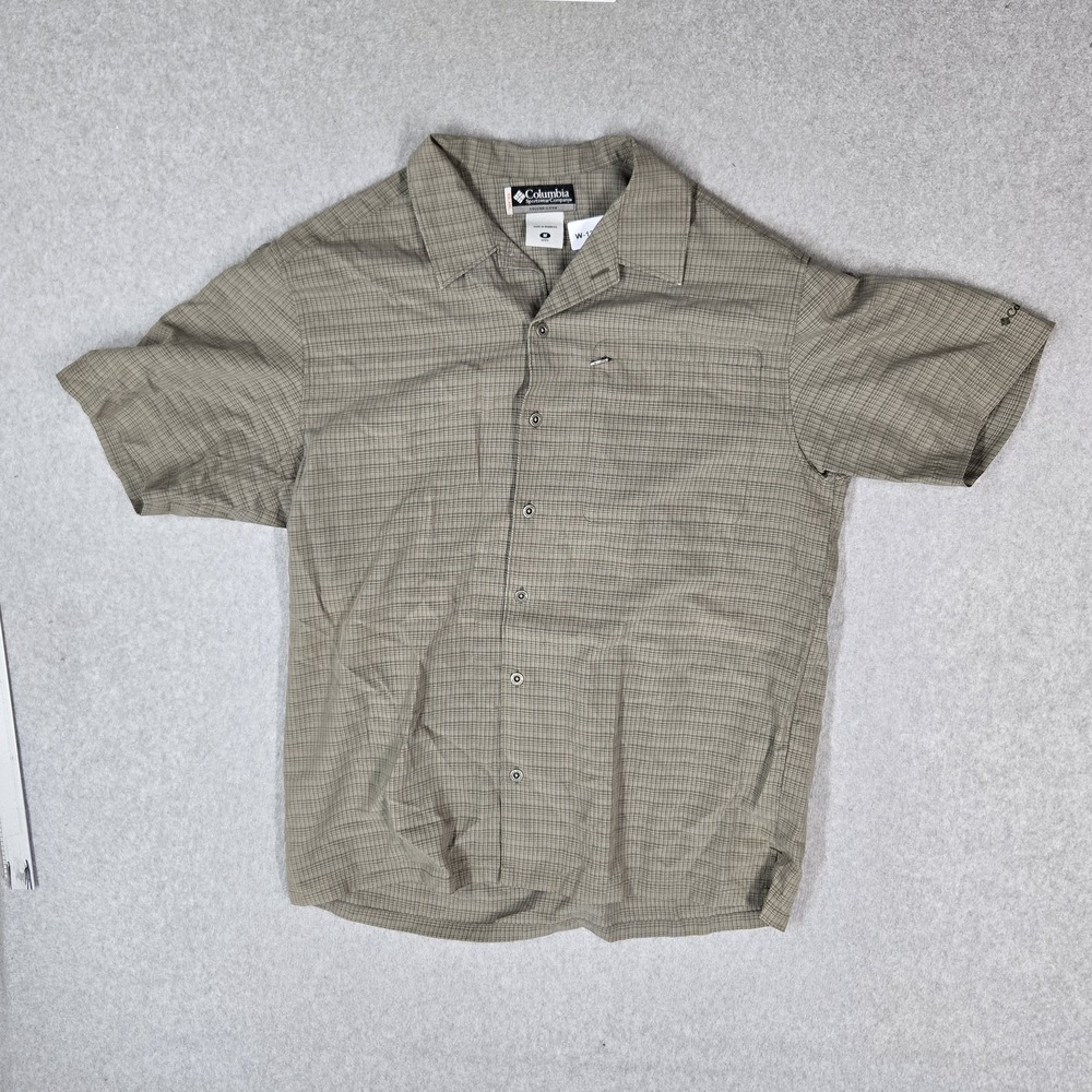 Columbia Sportswear Company Men Button Up Shirt M Brown Plaid Outdoor XCO